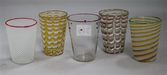 Five Salviati glass tumblers